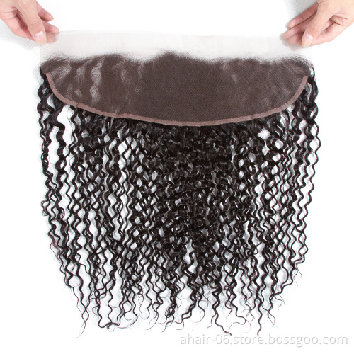 Fast Shipping 10A 13x4 Swiss Lace Natural Color 100% Brazilian Virgin Human Hair Jerry Curly 10"-20" Lace Frontal